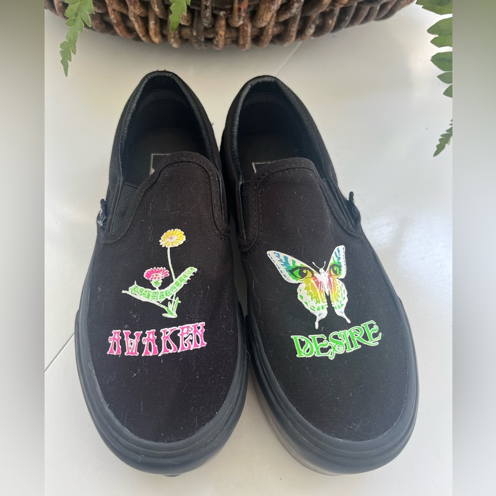 VANS wmn 6.5 Classic Slip on Platform MORPH Glow In The Dark Shies Gothic EUC